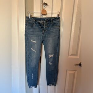 Grace & Lace cropped denim, shark-bite hem